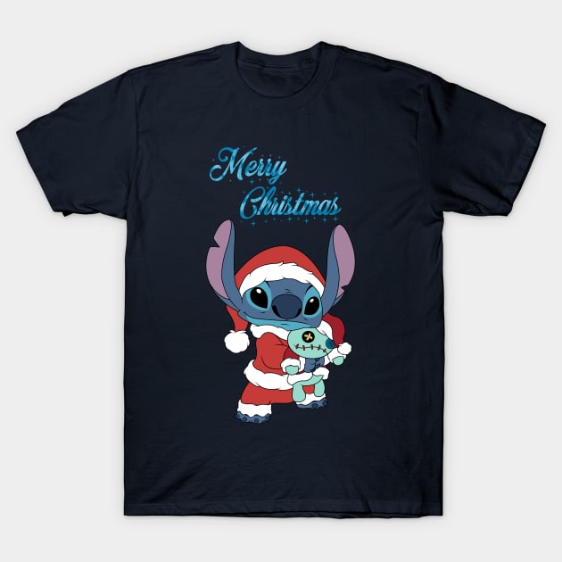 Merry Christmas Stitch T-Shirt by Nykos